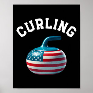 Affiche Drapeau Américain Curling Usa 4 Juillet Homme Femm