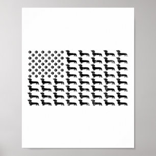 Affiche Drapeau américain Dachshund Chien Paw Lover Patrio