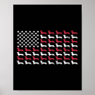 Affiche Drapeau américain Dachshund Patriotique Chien Homm