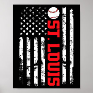 Affiche Drapeau américain de baseball de St. Louis