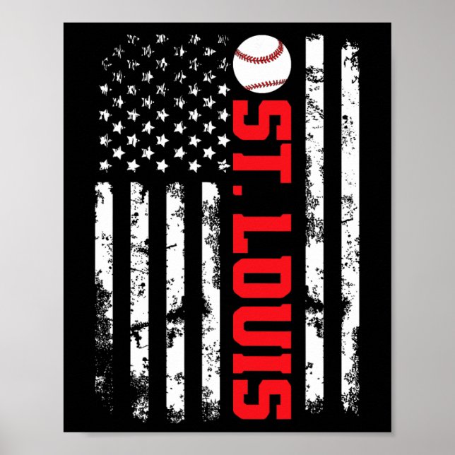 Affiche Drapeau américain de baseball de St. Louis (Devant)