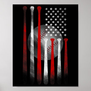 Affiche Drapeau américain de baseball vintage