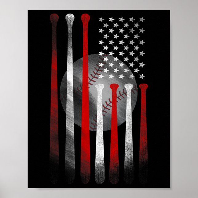 Affiche Drapeau américain de baseball vintage (Devant)
