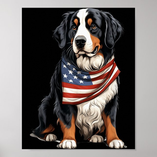Affiche Drapeau américain de Berne Propriétaire de berger  (Devant)