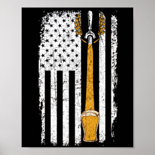 Affiche Drapeau américain de bière d'artisanat USA 4 juill