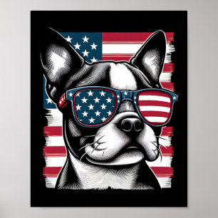 Affiche Drapeau américain de Boston Terrier Patriotique