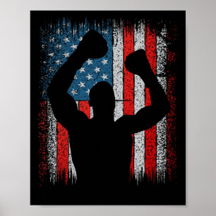Affiche Drapeau américain de boxe kickboxing patriotique 4