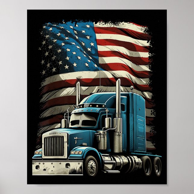 Affiche Drapeau américain de camionnette pour voiture patr (Devant)