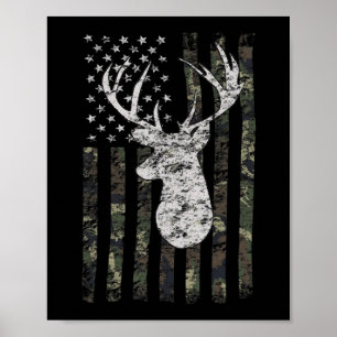 Affiche Drapeau américain de chasse aux cerfs