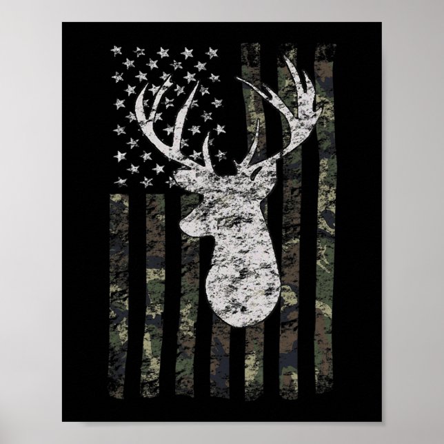 Affiche Drapeau américain de chasse aux cerfs (Devant)