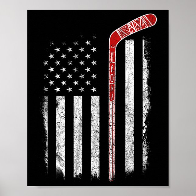 Affiche Drapeau américain de hockey (Devant)