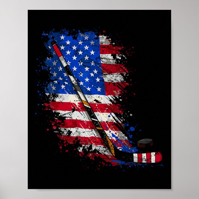 Affiche Drapeau américain de hockey 4 juillet  (Devant)