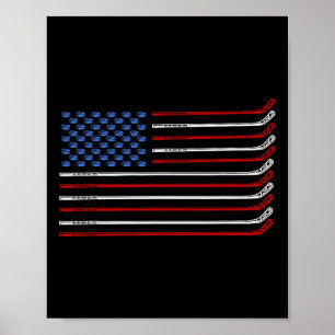 Affiche Drapeau américain de hockey 4 juillet USA Patrio