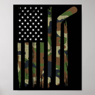 Affiche Drapeau américain de hockey Camo US Patriotique de