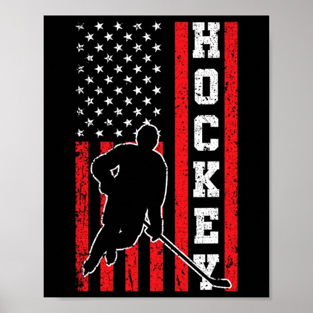 Affiche Drapeau américain de hockey garçons 4 juillet Hock (Devant)