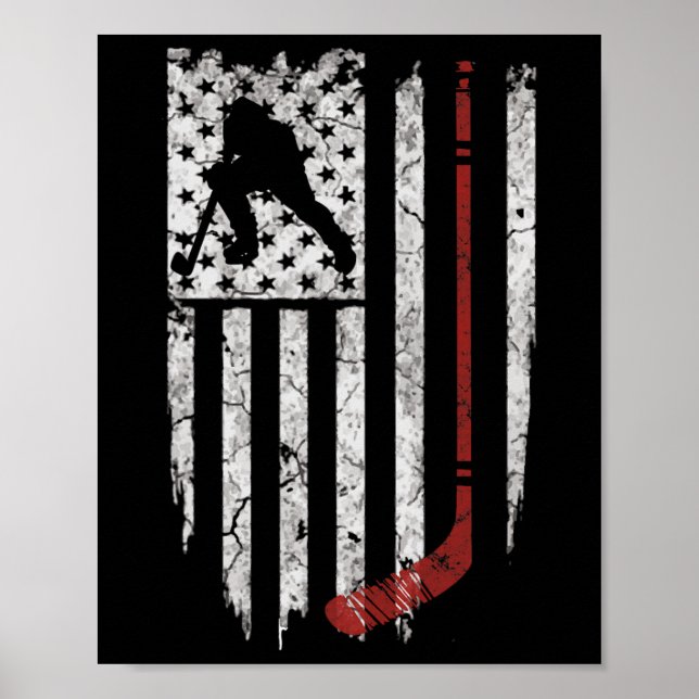 Affiche Drapeau américain de hockey Tee de hockey (Devant)