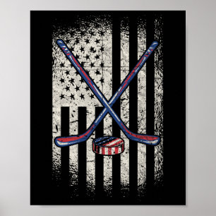 Affiche Drapeau américain de hockey - Usa Ice Hockey
