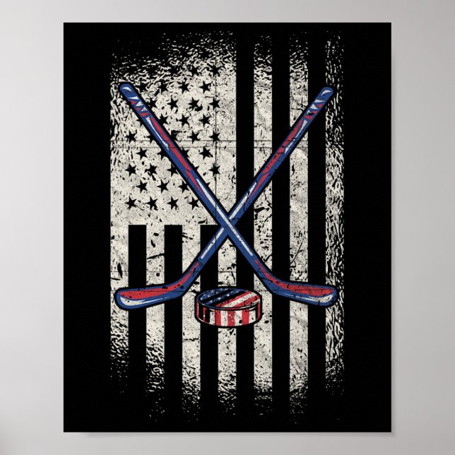 Affiche Drapeau américain de hockey - Usa Ice Hockey (Devant)