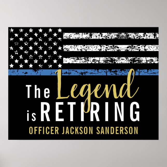 Affiche Drapeau américain de la Ligne Bleue Mince (Devant)