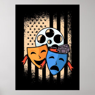 Affiche Drapeau américain de l'acteur de théâtre