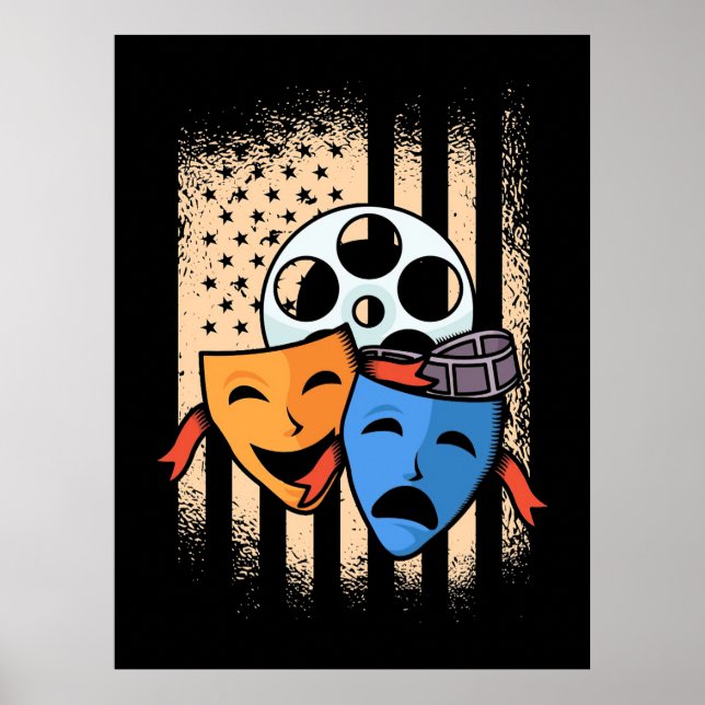 Affiche Drapeau américain de l'acteur de théâtre (Devant)