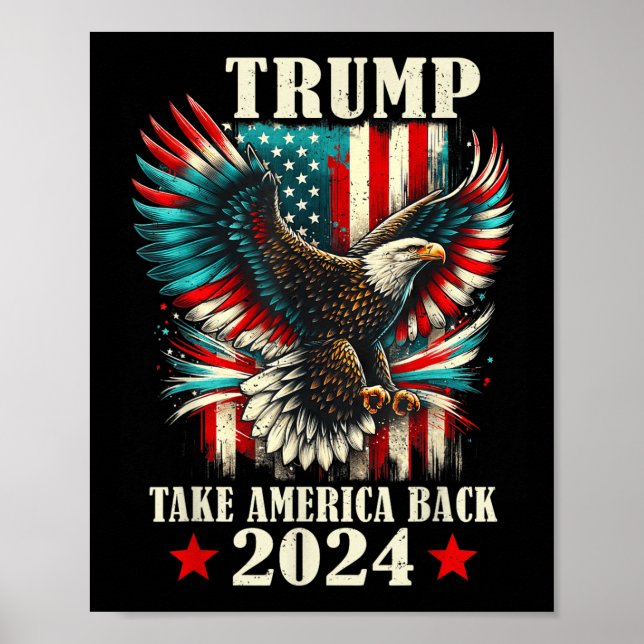 Affiche Drapeau américain de l'aigle patriotique Trump 202 (Devant)