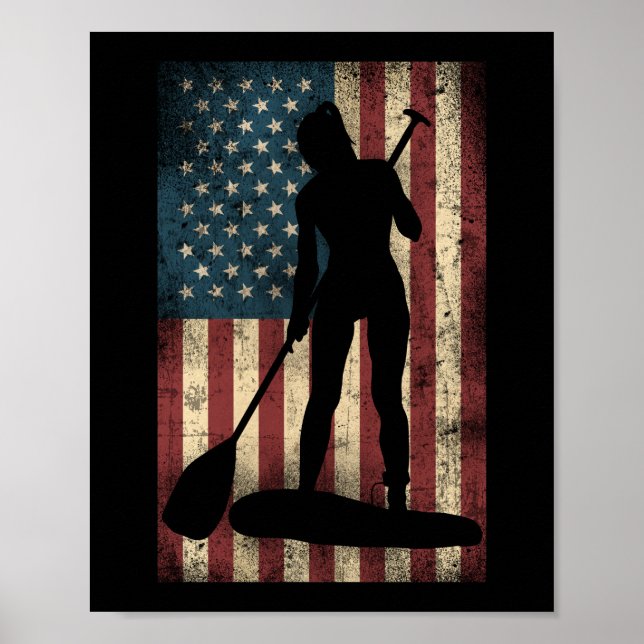 Affiche Drapeau américain de Paddleboard de la SUP Paddleb (Devant)