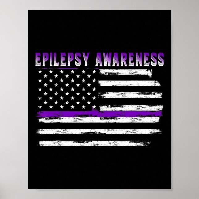 Affiche Drapeau américain de sensibilisation à l'épilepsie (Devant)