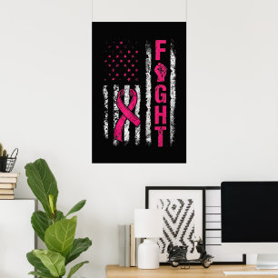 Affiche Drapeau américain de sensibilisation au cancer du