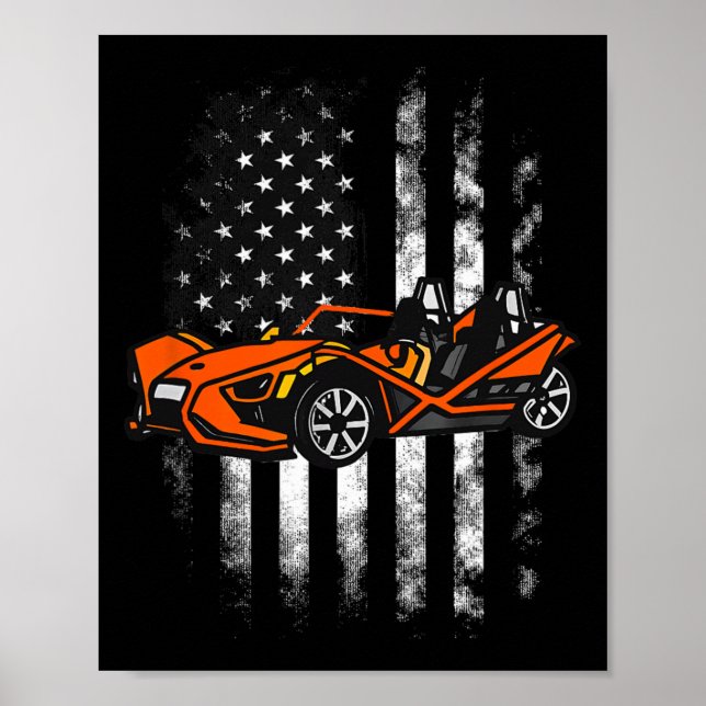 Affiche Drapeau américain de voiture en pente 4 juillet (Devant)
