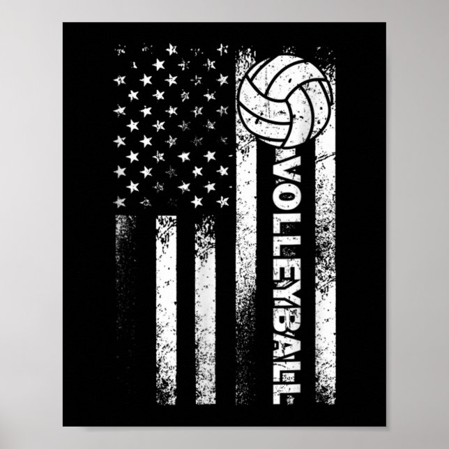 Affiche Drapeau américain de volleyball Fun États-Unis Pat (Devant)