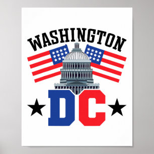 Affiche Drapeau américain de Washington Dc Capitol Hill
