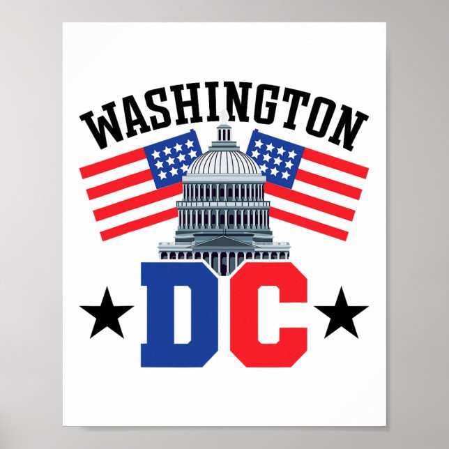 Affiche Drapeau américain de Washington Dc Capitol Hill (Devant)