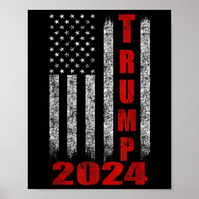 Affiche Drapeau américain design Trump 2024 (Devant)