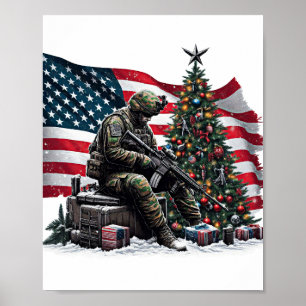 Affiche Drapeau américain Drapeau de Noël Art