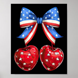 Affiche Drapeau Américain Drôle Cherry Coquette Bow 4 Juil