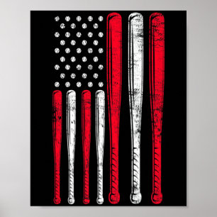 Affiche Drapeau américain drôle Équipe de baseball T Shirt