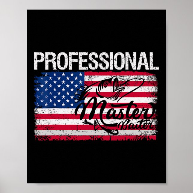 Affiche Drapeau Américain Drôle Pêche Rétro Mas Profession (Devant)