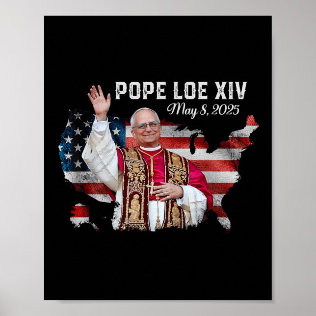 Affiche Drapeau américain du pape Leo Xiv 8 mai 2025 (Devant)