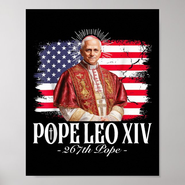 Affiche Drapeau américain du Pape Leo Xiv Robert (Devant)