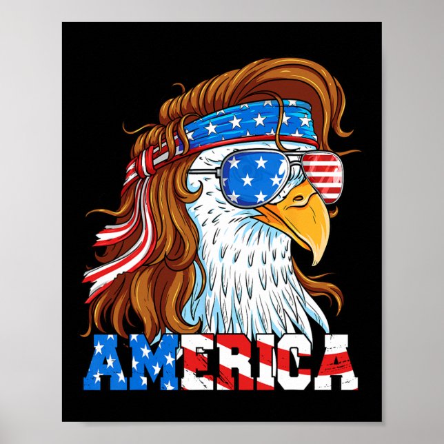 Affiche Drapeau américain Eagle 4 juillet Mullet Patriot (Devant)