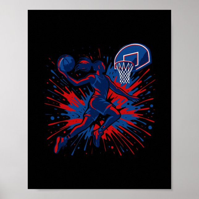 Affiche Drapeau américain éclaboussure de couleur rouge bl (Devant)