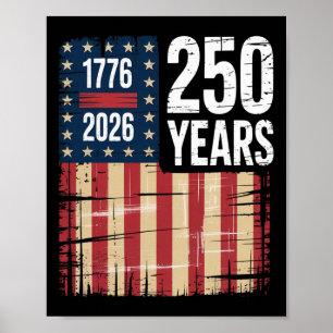 Affiche Drapeau américain en détresse 1776 2026 250 ans d'