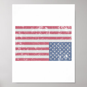 Affiche Drapeau américain en détresse à l'envers États-Uni
