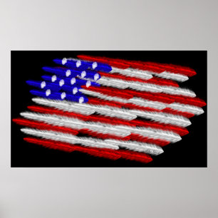 Affiche Drapeau américain en plumes