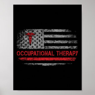 Affiche Drapeau Américain Ergothérapie Étudiant Ot Dos