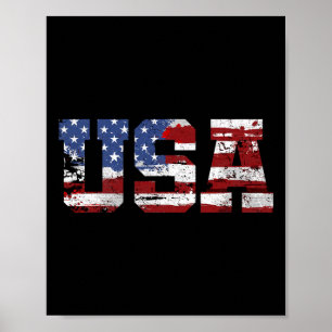 Affiche Drapeau américain États-Unis d'Amérique US 4e