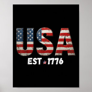 Affiche Drapeau Américain États-Unis D'Amérique Usa 4ème