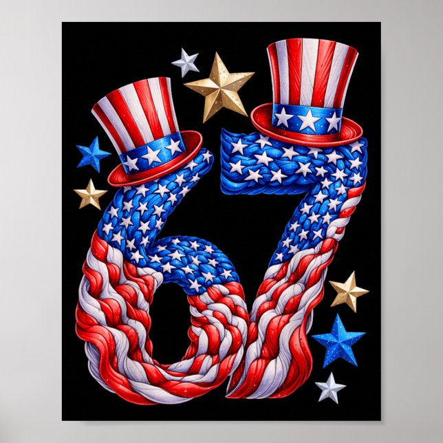 Affiche Drapeau américain festif 67 États-Unis Humour Enfa (Devant)