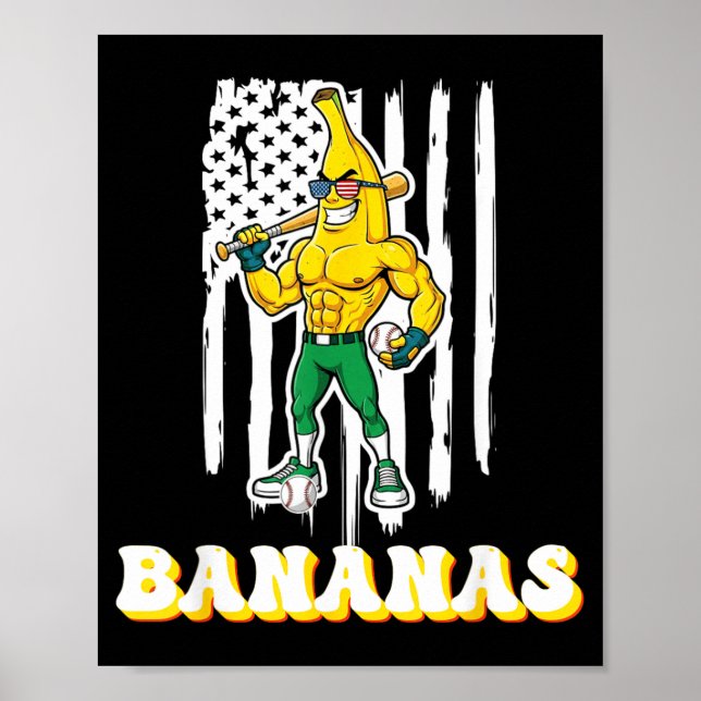 Affiche Drapeau américain forte dégoulinade de banane drôl (Devant)